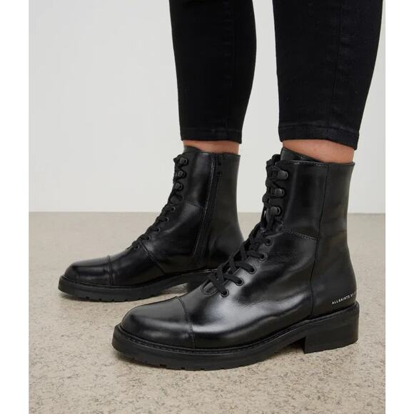 ALLSAINTS Dusty Cap Toe Lace-Up Combat Boot - 10 M - Picture 6 of 8